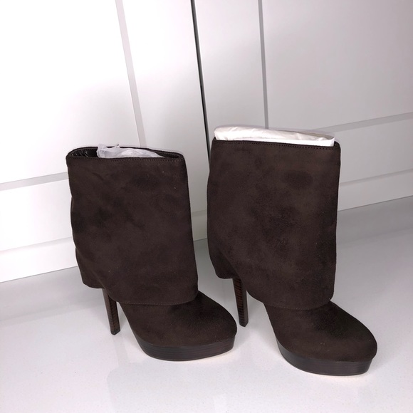 Bebe Nadine dark brown folded boots size 5 NWT - Picture 3 of 12